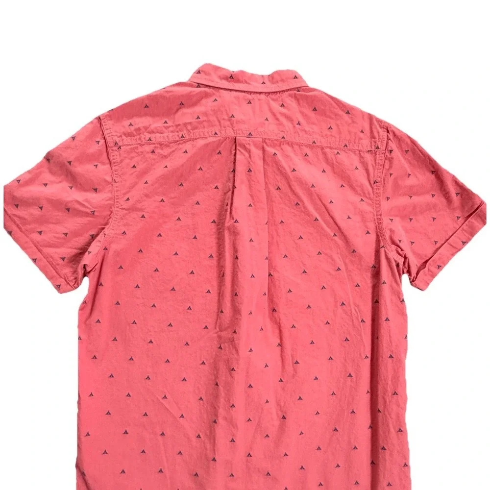 The North Face Mens Short Sleeve Button Up Shirt‎ Coral Tent Print Size Small